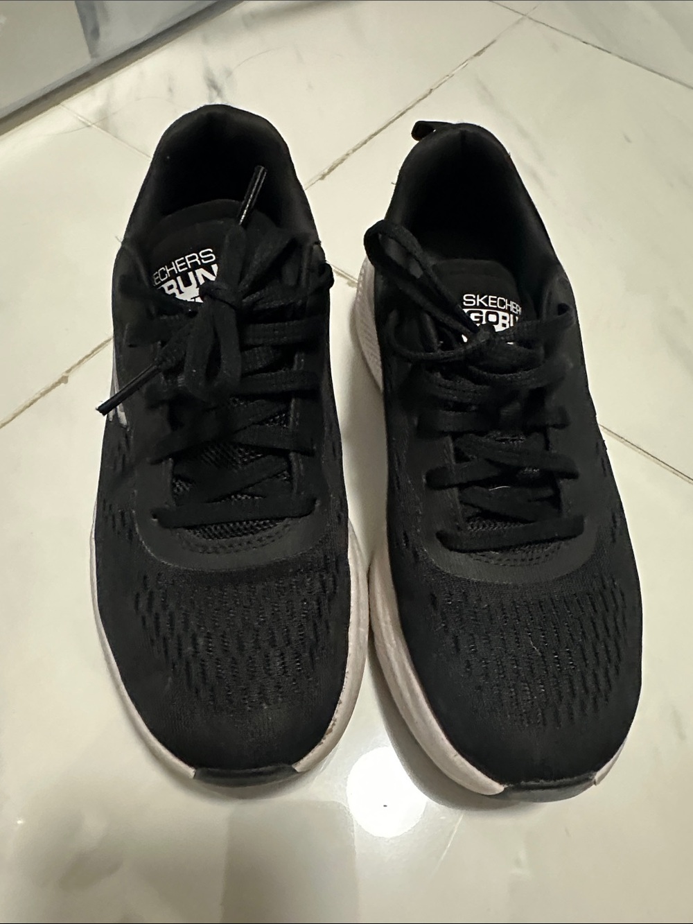 Skechers GOrun Men's Black Athletic Sneakers with White Soles